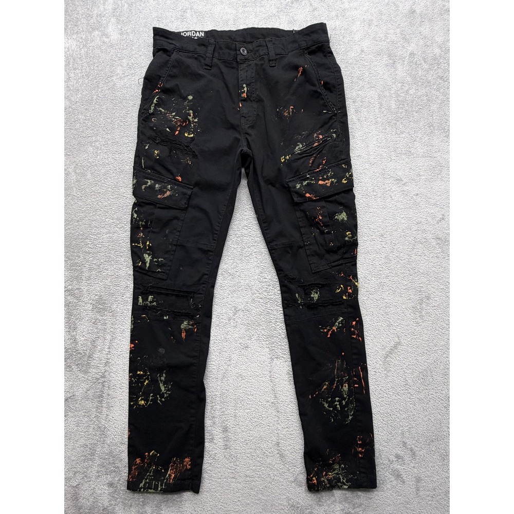 Jordan Craig Pants Mens Measured 34x30 Black Cargo‎ Slim Stretch Canvas